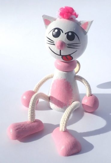 Rosa Kätzchen Frühlingsspielzeug Holzspielzeug