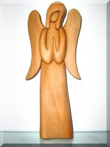 Statuette, Schutzengel V., Höhe 25 cm hölzerner Schutzengel