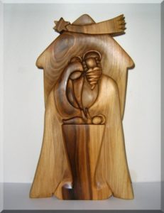 Krippe, hölzerne Krippe. Holzskulptur