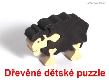 Čierna ovečka drevené detské skladacie puzzle