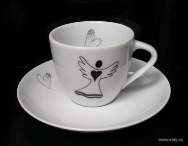 Porzellantasse mit Untertasse 0.1l mit Engelsmotiv