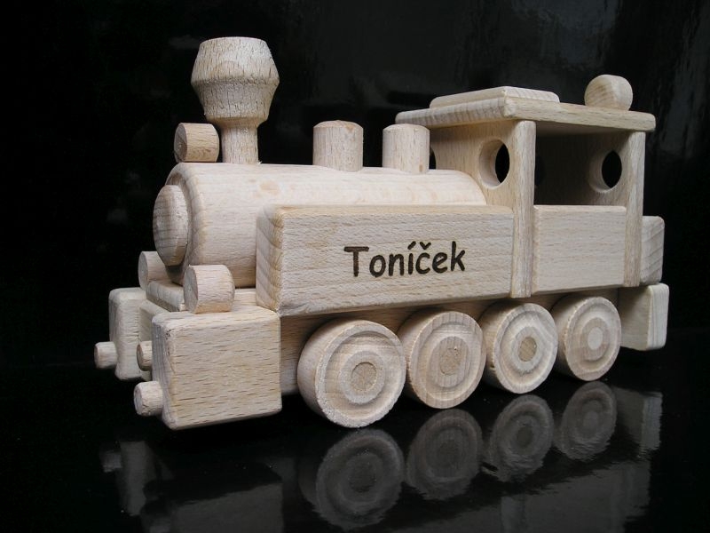 Holzspielzeug Lokomotive und Waggons Set Nostalgie Eisenbahn Zug Holz Geschenk 