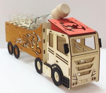 Geschenkflasche für Alkohol, Glas, LKW, LKW, Fahrer