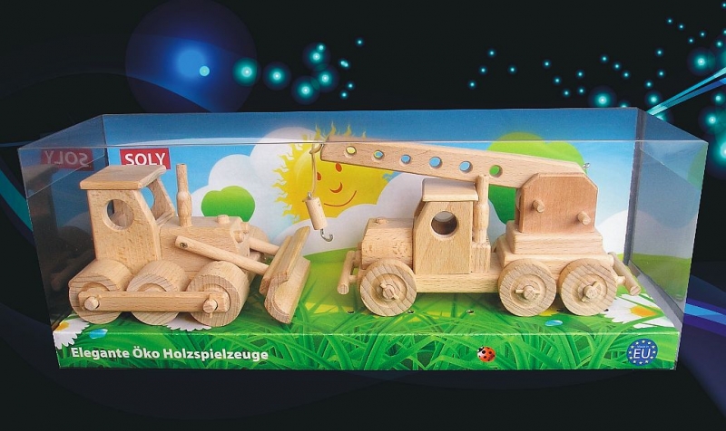 Bulldozer und LKW Kran Holzspielzeug für Kinder