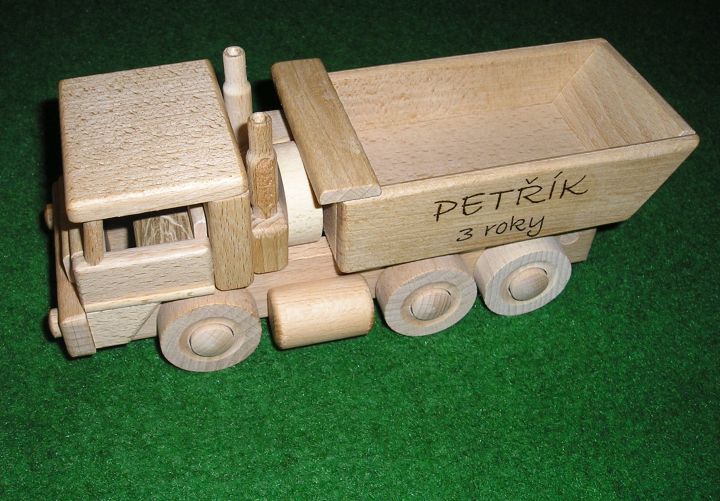 Tatra Lastwagen und Bulldozer aus Holz aus Holzspielzeug