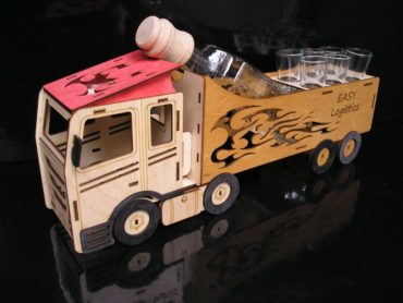 Geschenkflasche für Alkohol, Glas, LKW, LKW, Fahrer