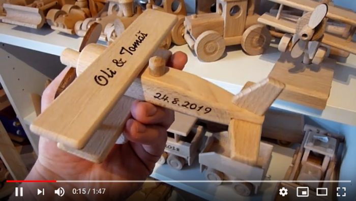 Flugzeug, Kinder Holzflugzeug – Doppeldecker Holzspielzeug