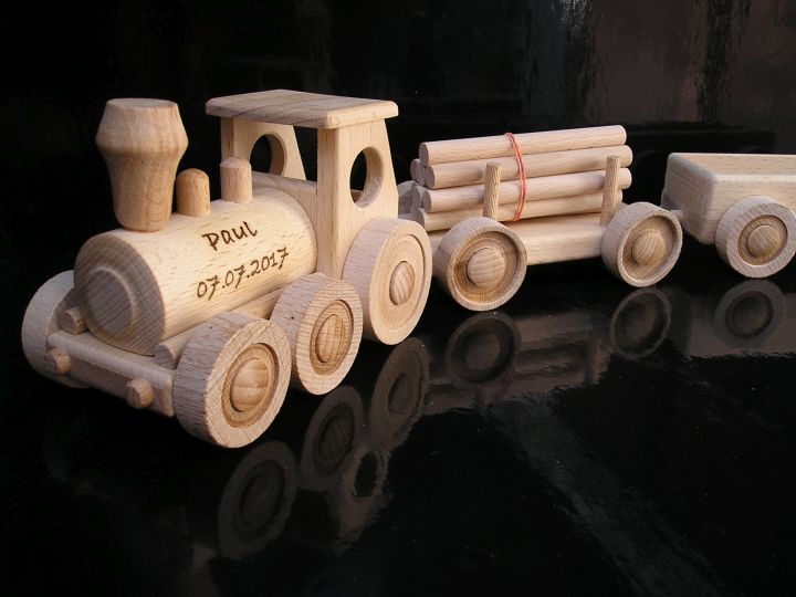 Holzzug Zug Holzspielzeug Spielzeug Geschenke für Kinder Fahrer