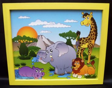 Afrikanische Tiere Baby malte Bilder an die Wand Giraffe, Elefant, Löwe, Nilpferd